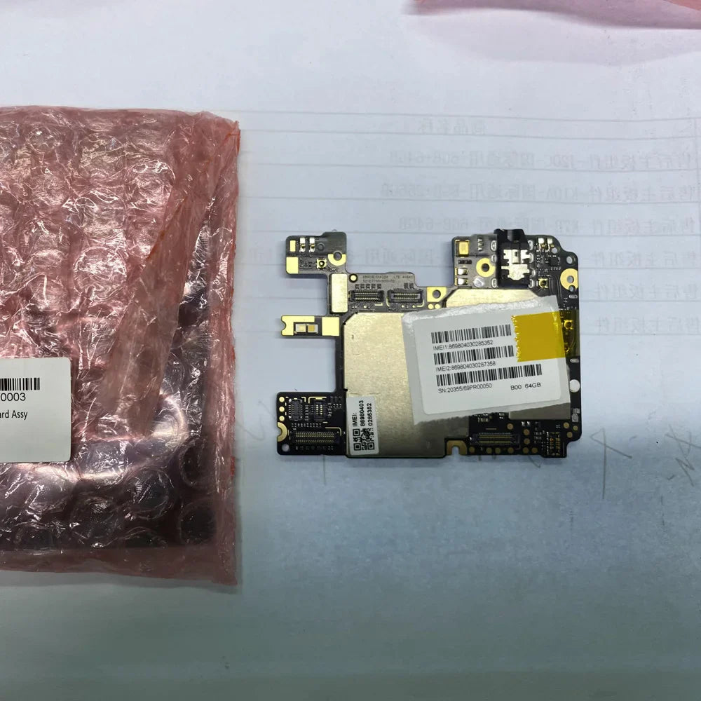 Original motherboard for Xiaomi Redmi Note 6 Pro with packaging, compatible with global models.