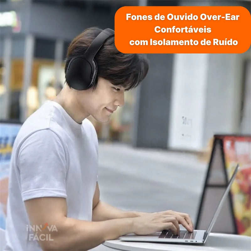 Wireless sport headphones Baseus Pro in use, offering water resistance and a microphone for outdoor and exercise activities.