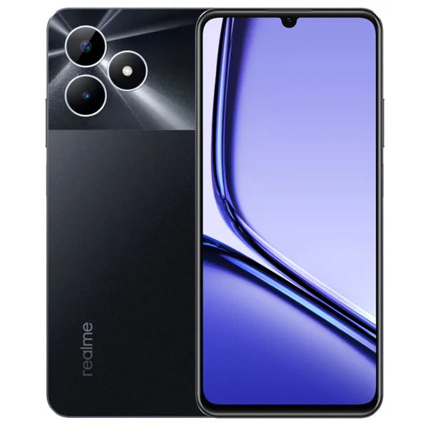 Smartphone Realme Note 50 in Sky Blue with dual SIM, 64GB storage, 3GB RAM, and 6.74-inch display.