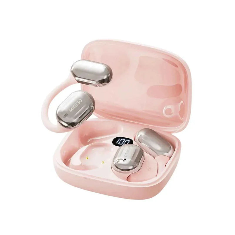 Bluetooth Translator Earphones Miniso MS162 with charging case, ergonomic design for real-time translation.