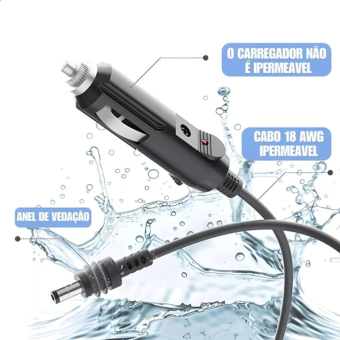 Cabo carregador veicular Starlink 3 metros, alta performance, 12V/24V, cabo extra longo.